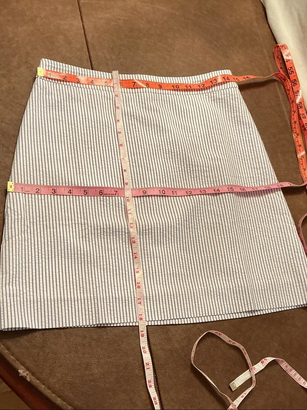 NWT J. Crew Seersucker White and Blue Pinstriped A-line Mini Skirt Sz 4 Cotton